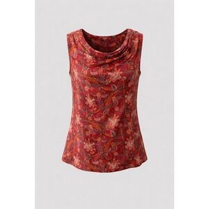 Chaps‎ Classics Womens Red Paisley Cowl Neck Sleeveless Blouse Top Size L